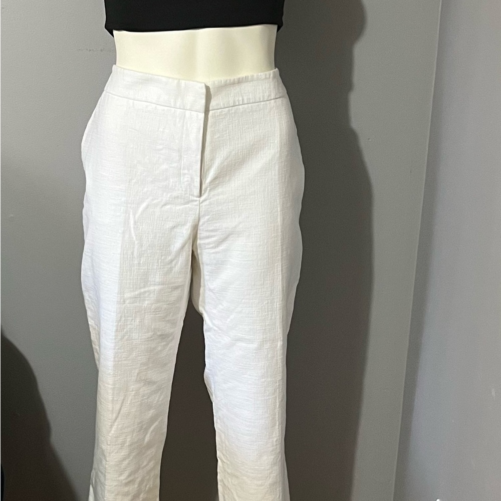 High-Rise White Straight-Leg Pants for Women